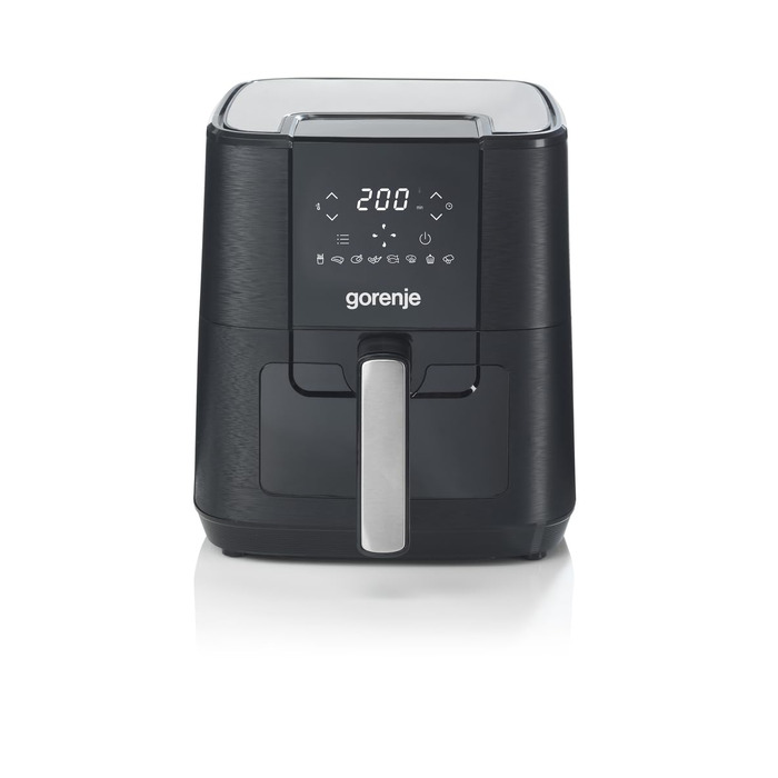 Аерофритюрниця Gorenje AF1350DWB, 1350 Вт, чаша 5.4 л з вікном, 8 автоматичних програм, антипригарне покриття, LED-дисплей, чорна