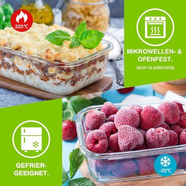 Набір контейнерів VonShef для зберігання продуктів – 10 шт., 1050 мл та 370 мл, придатні для духовки та мікрохвильової печі, мийки в посудомийній машині, герметичні та витікання, ідеальні для приготування їжі наперед