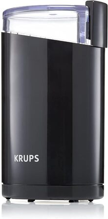 Електрична кавомолка Krups для кави, горіхів, спецій та зерна, з нержавіючою сталлю, 75г, 200Вт, чорна