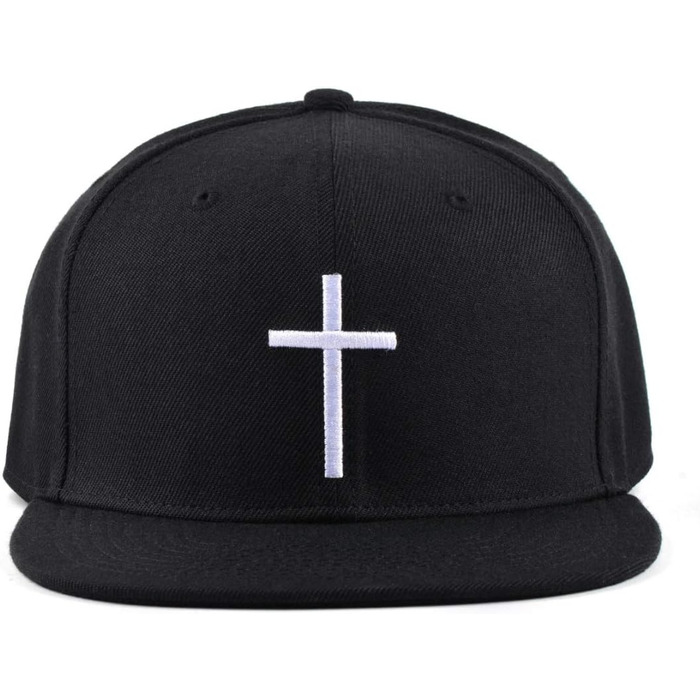 Чорна кепка Snapback з хрестом (унісекс, оптимальна посадка)