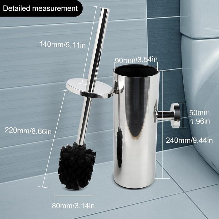 EXLECO Щітка для унітазу з нержавіючої сталі з запасним наконечником, підставка, комплект для ванної кімнати, золота