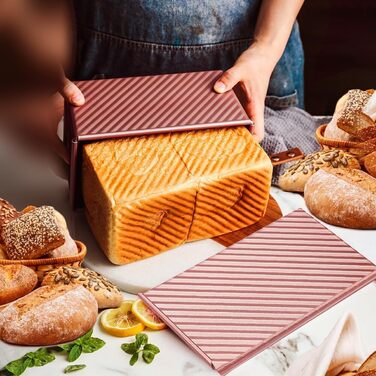 Форма для випічки хліба тостового Roségold 550г, алюмінієва, антипригарна, 20.8x12x11 см