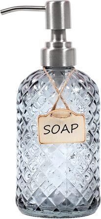 Дозатор мила для ванної кімнати та кухні зі скла та нержавіючої сталі 304 (сірий)