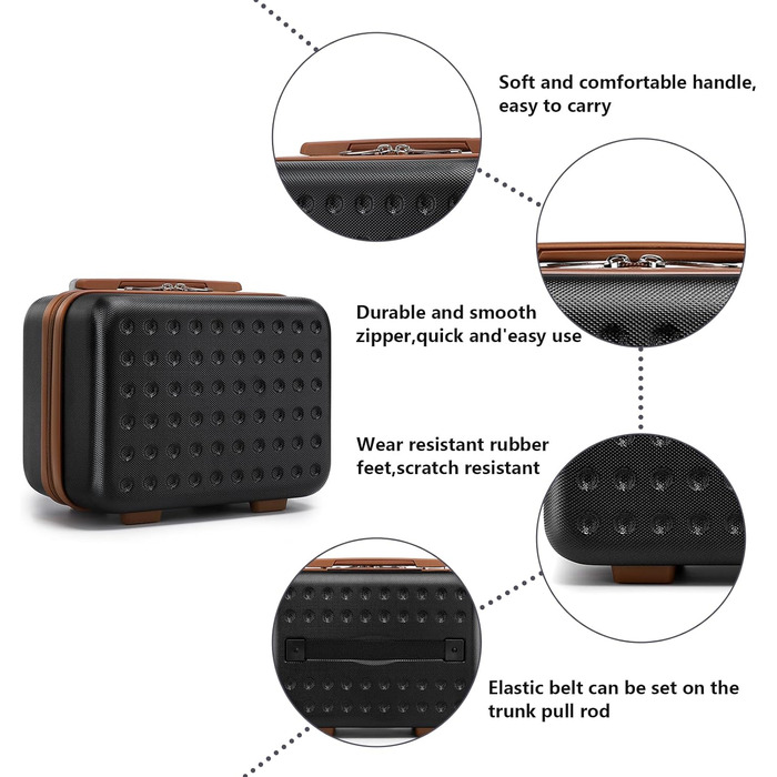 Чемоданчик для косметики KONO, 31x22x18 см, ABS пластик, чорний