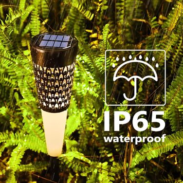 Outdoor Solar Path Lights - Set of 6 with Realistic Flame Effect