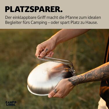 Набір посуду для кемпінгу Campo Libre Enzo I з нержавіючої сталі (6 або 8 предметів) | Індукційний посуд для кемпінгу | Посуд для приготування їжі на відкритому повітрі | Каструля, сковорода 24 см