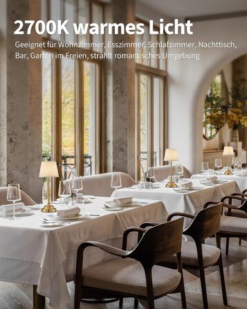 Світлодіодна настільна лампа бездротова, димована вінтажна нічна лампа, ретро акумуляторна лампа 4000mAh, для дому, бару, вітальні (Золото + Бежевий абажур)