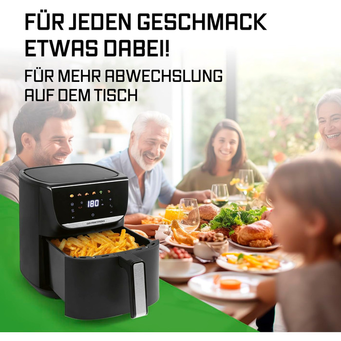 Фритюрниця повітряна GOURMETmaxx AirGenius 5.5 л з 7 програмами | Міні-піч з LED-дисплеєм | Здорове приготування для 3-5 осіб