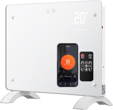 Конвектор DONYER POWER 2500W з Wi-Fi, 24H таймер, дистанційне керування, скло, настінний/підлоговий