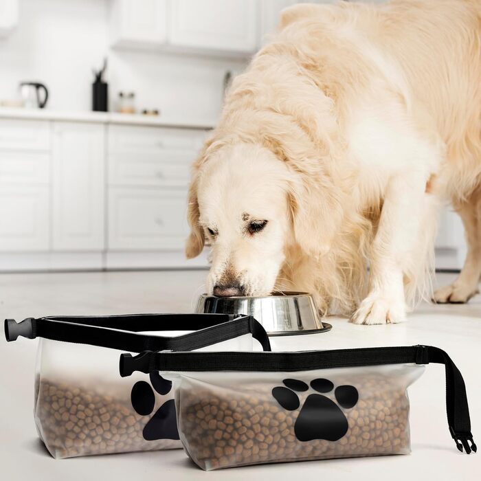 Набір мішечків для зберігання корму для собак BELLE VOUS (2 шт.) - сумка для корму, дорожній миска для собак, аксесуари для подорожей з собакою, складаний миска для корму та печива