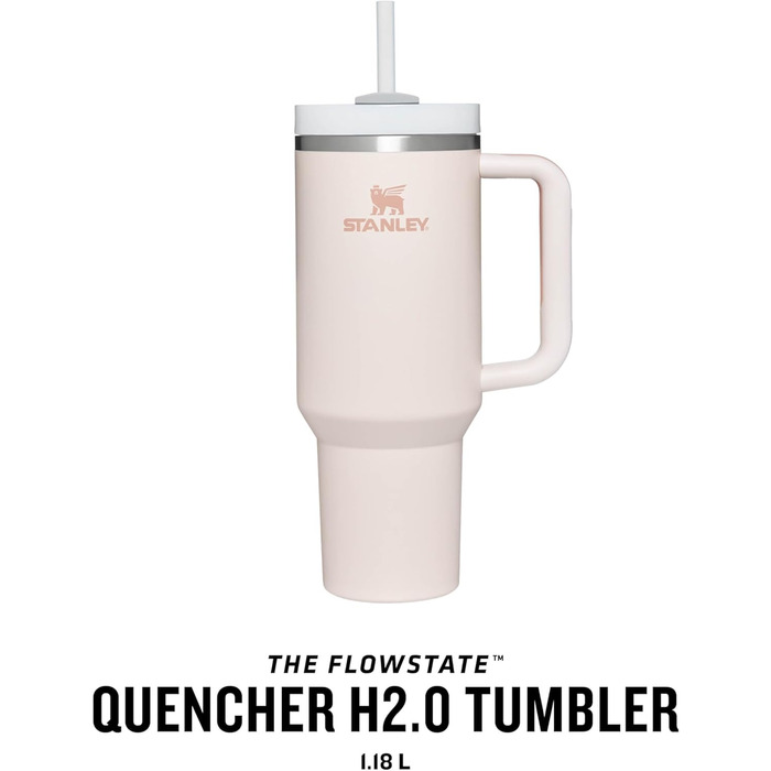 Stanley Quencher H2.0 Flowstate Water Bottle with Straw 1.2L - Thermobeaker Keeps Drinks Cold for 11 Hours - 48 Hours Iced - Dishwasher Safe - BPA-Free Thermos Flask - Stainless Steel Drinking Cup