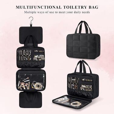 Чохол для туалетних аксесуарів на гачку, дорожній, чорний: органайзер для косметики та прикрас