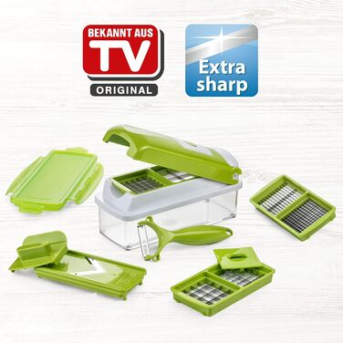 Nicer Dicer Smart від Genius: набір для нарізки овочів 10 в 1 | Овочерізка, тертка, шинкувальник, салатний ніж | Ручна овочерізка з контейнером 800 мл