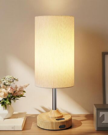 Нічна лампа EZVALO з сенсорним димером, LED акумуляторна настільна лампа 4000mAh, USB-C, тепле світло 2700K для спальні та вітальні (дерев'яний колір)