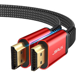 Кабель HDMI JSAUX 4K 3 метри: підтримка 4K@60Hz, HDR, UHD 2160p, Ethernet, ARC, для PS3/4, TV, PC (червоний)