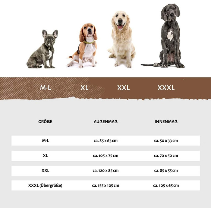 Knuffelwuff Dog Bed Dreamline from Velour XXL 120 x 85cm Brown - Removable Cover - Easy to Clean - for Large, Medium and Small Dogs