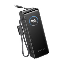 EcoFlow Powerbank 25000mAh 170W: портативний зарядний пристрій з вбудованим кабелем 100W USB-C для ноутбуків та смартфонів (iPhone, MacBook, Samsung), чорний