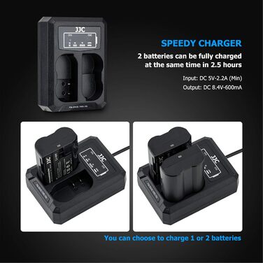 Зарядний пристрій Dual USB для камер Nikon Z7, Z6, D850, D810, D800, D750, D610, D600, D500, D7500, D7200, D7100, D7000 (сумісний з акумуляторами EN-EL15, EN-EL15a, EN-EL15b)
