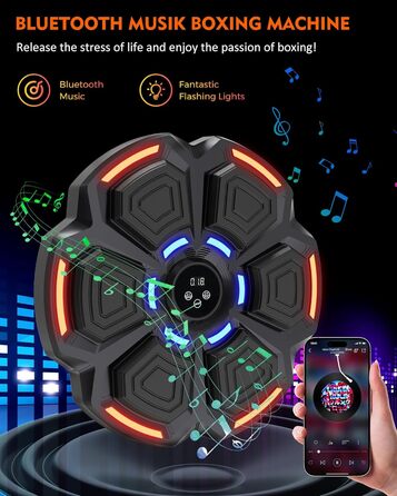 Музична боксерська машина для дорослих Snawowo - LED-підсвічування, Bluetooth, 9 режимів швидкості, з лічильником ударів та боксерськими рукавичками