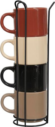 Набір келихів HOME DECO FACTORY KA0500 (4 шт.) з підставкою, кераміка, бежевий, коричневий, чорний, білий