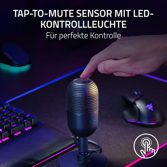 Мікрофон Razer Seiren V3 Mini - компактний USB мікрофон з LED-індикатором та інтегрованим демпфером