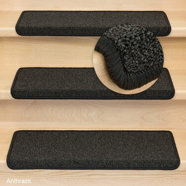 Ступінчасті килимки Metzker Monza прямокутної форми - різні комплекти та кольори - антрацит, 19 штук