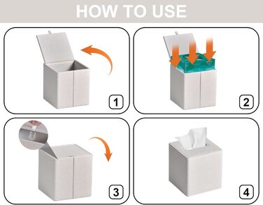 Скляна коробка для серветок, PU-шкіра, сучасний дизайн, для ванної, спальні, кухні, офісу (бежева льон)