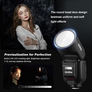 Godox V1PRO-F: Професійний спалах для камер Fujifilm з Li-ion батареєю, 76Ws, HSS 1/8000s, бездротовий зв'язок 2.4G, TTL