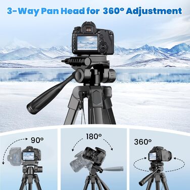 Штатив для камери JOILCAN 81'/206cm: штатив для смартфона з пультом, тринога з алюмінію для DSLR Canon Nikon, легкий туристичний штатив