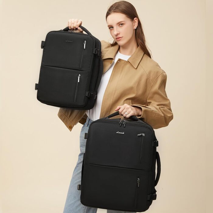 LOVEVOOK Рюкзак для подорожей, ручна поклажа, 40x30x20 см, 24л, для ноутбука 14/15.6 дюймів, чорний