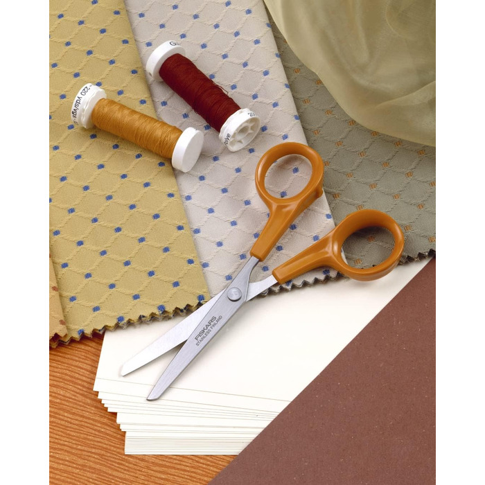 Ножиці Fiskars Classic для хобі, 13 см, для правшів і лівшів, нержавіюча сталь, пластикові ручки, помаранчеві