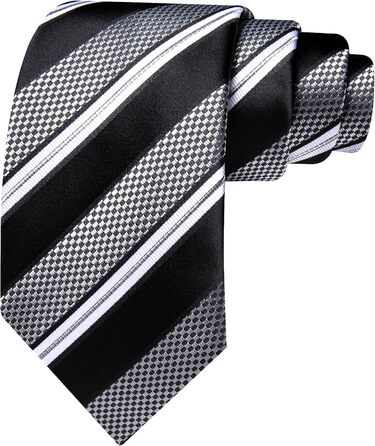 Чоловічий подарунковий набір: краватка в смужку, краватки-кліпса, нагрудна хустинка, манжетні кнопки, подарунок для бізнесу, весілля, свят, чорний, білий, сірий