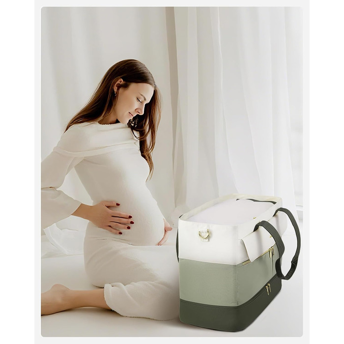 Сумка-валіза LOVEVOOK для жінок, 45L, валіза-рюкзак, сумка для подорожей, клінічна/пологова сумка, спортивна сумка з відділенням для взуття та мокрих речей, для авіаперельотів, тренажерного залу (зелений+бежевий, 45L з відділенням для взуття)