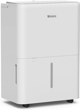Електричний осушувач повітря Woleix 20L з таймером, фільтром та шлангом, для підвалів та приміщень до 150 м³, 10 років гарантії, 12 л/24 год