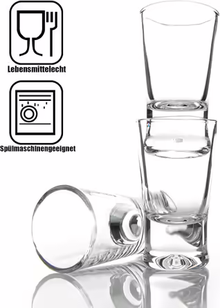 BigDean 12-Piece Shot Glasses Set - 2cl - Robust + High-Quality Glass Shot Glasses - Dishwasher-Safe, Food-Grade - Stable and Tip-Proof