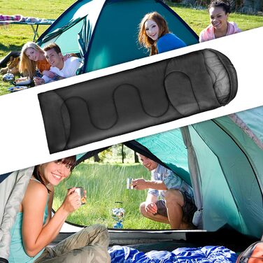 Спальний мішок Outdoor для кемпінгу 3 сезони, дорослий, 2 в 1, теплий, легкий, водонепроникний, для подорожей, хайкінгу та туризму, чорний