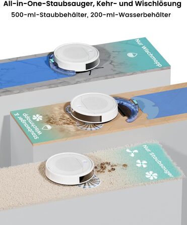 Робот-пилосос LEFANT M310 Ultra: потужність 6000Pa, вологе прибирання, лазерна навігація, керування через додаток та Alexa, захист від заплутування шерсті, білий