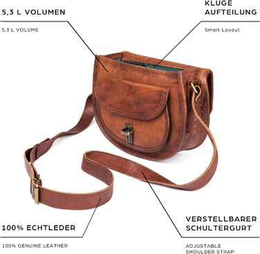 Жіноча шкіряна сумка LEABAGS Vintage Cognac, преміум натуральна шкіра, велика крос-боді, на плече, для роботи, університету, школи та відпочинку, розмір L (28x23x8 см)