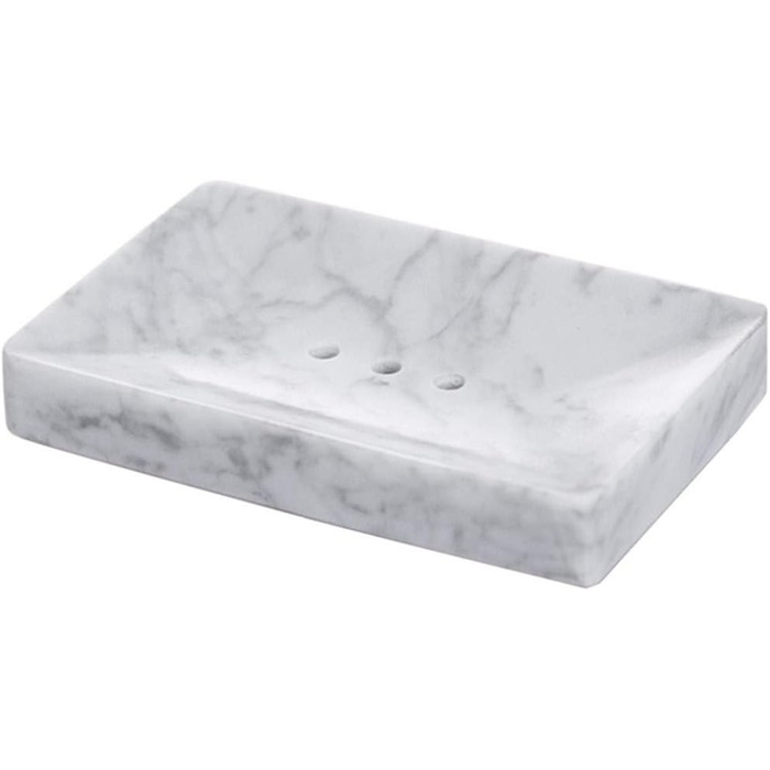 StonePlus Soap Dish/Face Sponge Holder/Bathroom Makeup Sponge Holder with Drain Hole (White Carrara)