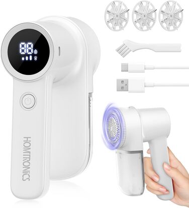 Електричний видалення ворсу для одягу з LED-дисплеєм та USB-зарядкою, 3 режими, 3 змінні насадки для светрів, пальто, ковдр
