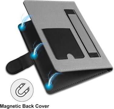 Чохол для електронних книг Pocketbook, Tolino, Sony, Kindle, Kobo: шкіряний захисний чохол, чорний, 6-6.8 дюймів