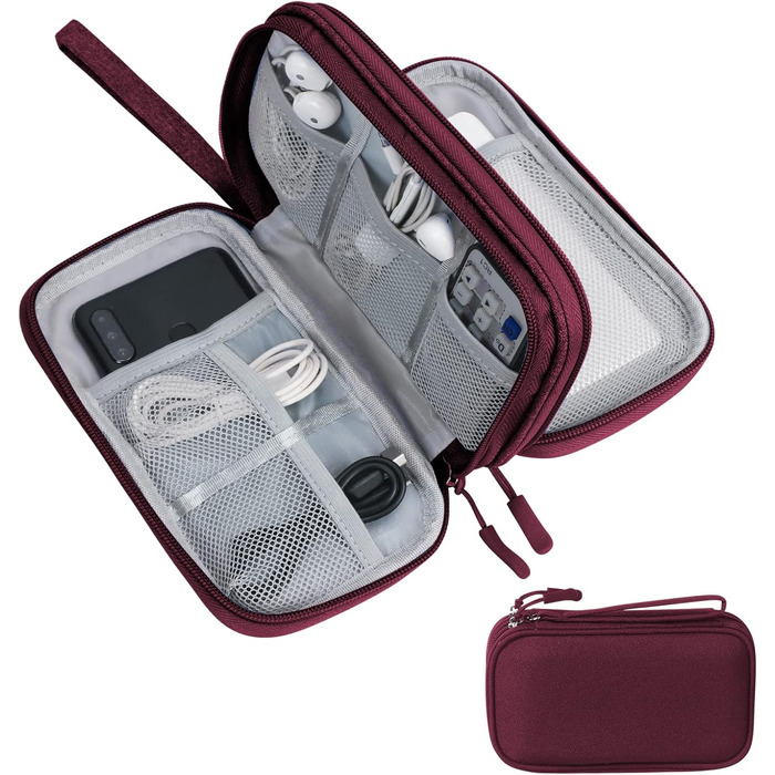 Органайзер для кабелів Skycase: кейс для аксесуарів, USB, Powerbank, SD-картки, червоний, 19 x 11 x 5.5 см