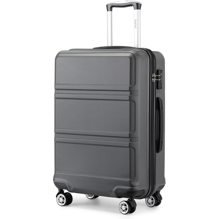 Валіза KONO 24 дюйми з TSA-замком, 4 колеса, ABS, 65×44×25.5 см, кремово-білий (сірий), 3-частинний набір