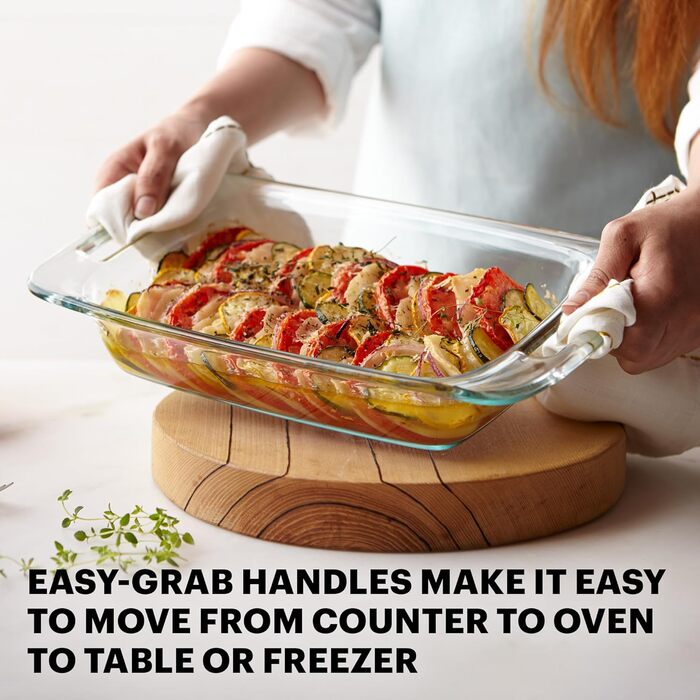 Набір великих скляних форм для запікання Pyrex з кришками і ручками, 4 шт. (2 л, 3 л), для духовки та морозильної камери