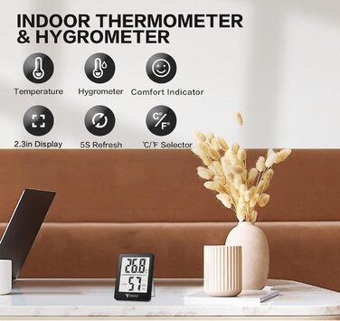 DOQAUS Digital Hygrometer Indoor, 6 Pack - Indoor Thermometer Hygrometer, Humidity Meter, Accurate Room Thermometer, Humidity Measurement Device with High Accuracy, for Indoor Spaces, Baby Rooms, Living Rooms, Offices