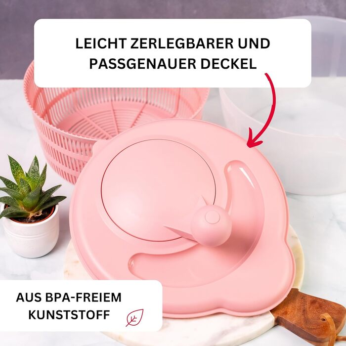 Westmark Fortuna: Салатниця-віджимник, 5 л, пластик, BPA-free, рожева