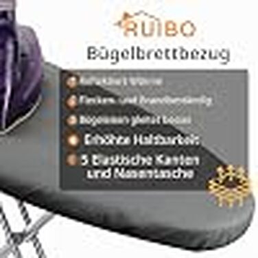 Чохол на прасувальну дошку Ruibo з товстим підкладкою, 4 шари, термостійкий та стійкий до плям, сріблястий, розмір 38.1 x 137.2 см