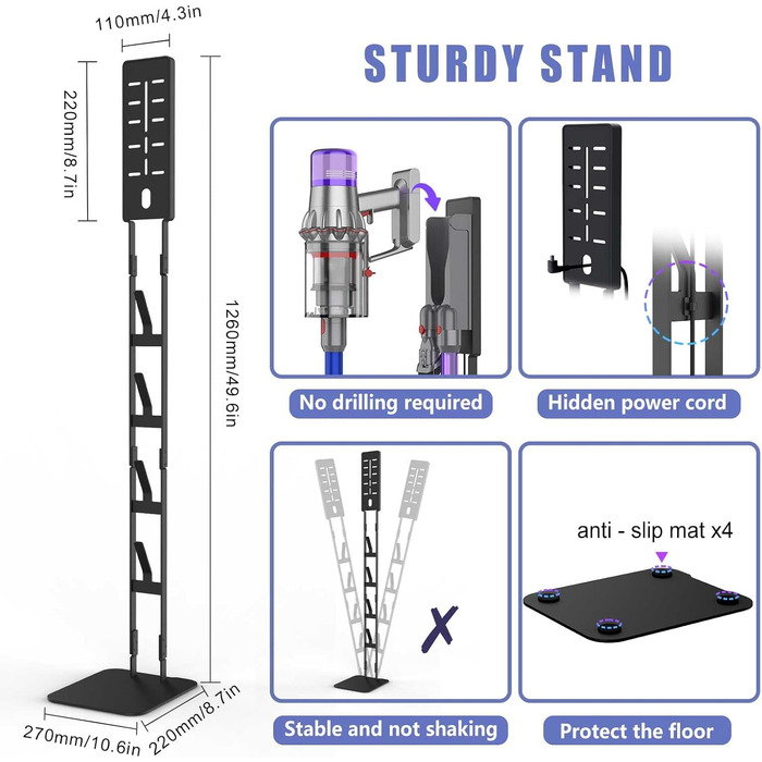 Підставка для пилососа AIKOLZON: органайзер для аксесуарів, сумісний з більшістю ручних бездротових пилососів