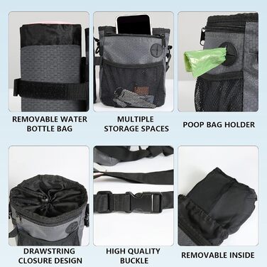 Сумка для ласощів для собак SLSON з портативним мискою, сумка-переноска для води, сумка для дресирування цуценят з регульованим ремінним та плечовим ременем для прогулянок та подорожей