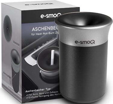 Електронна попільничка e-smoQ для HEETS, IQOS 3 Duo, Iluma Terea, герметична з кришкою, для авто, 4 кольори (чорний, сірий) – аксесуар для тютюнових стиків